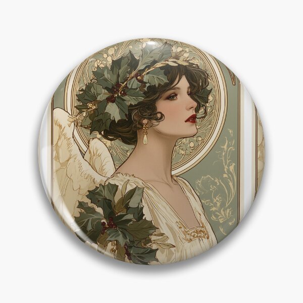 Item preview, Art nouveau Christmas angel card designed and sold by MendaciousMina.