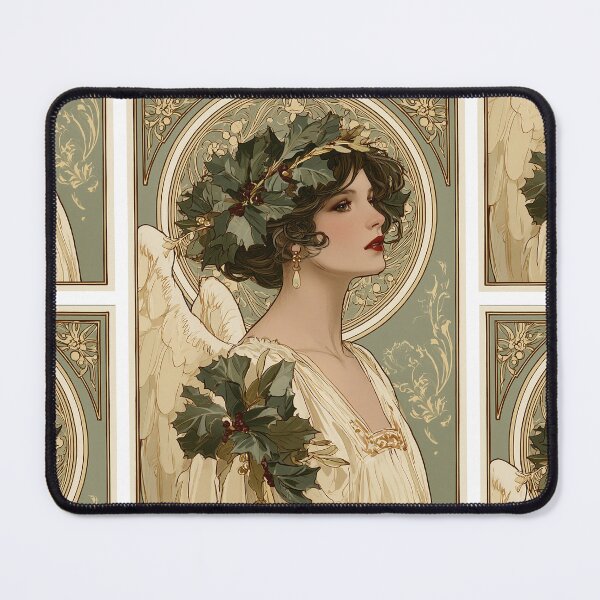 Item preview, Art nouveau Christmas angel card designed and sold by MendaciousMina.