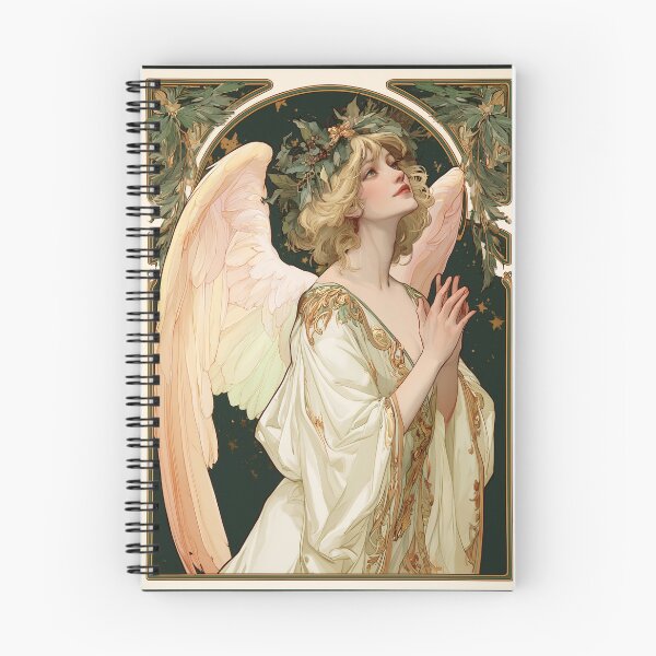 Item preview, Art nouveau Christmas angel card designed and sold by MendaciousMina.