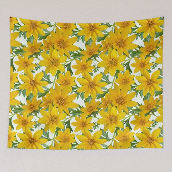 Item preview, Sunny Yellow Flowers Coreopsis on Buttercream f5fcf4 designed and sold by Art in My Loft.