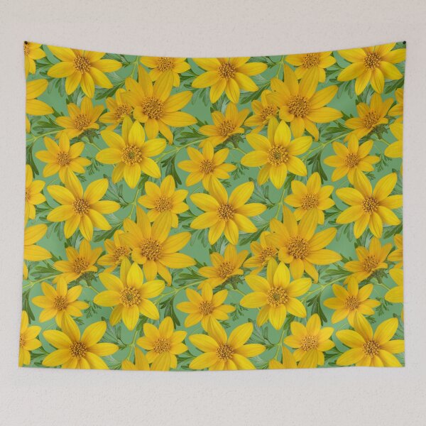 Item preview, Sunny Yellow Flowers Coreopsis on Green 6da76a designed and sold by Art in My Loft.