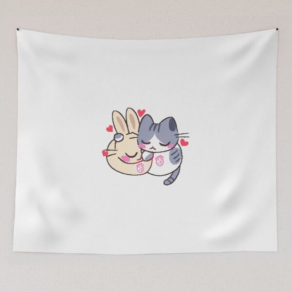 Item preview, Sweet Cat and Rabbit Hug Heart Love designed and sold by Nerocatish.