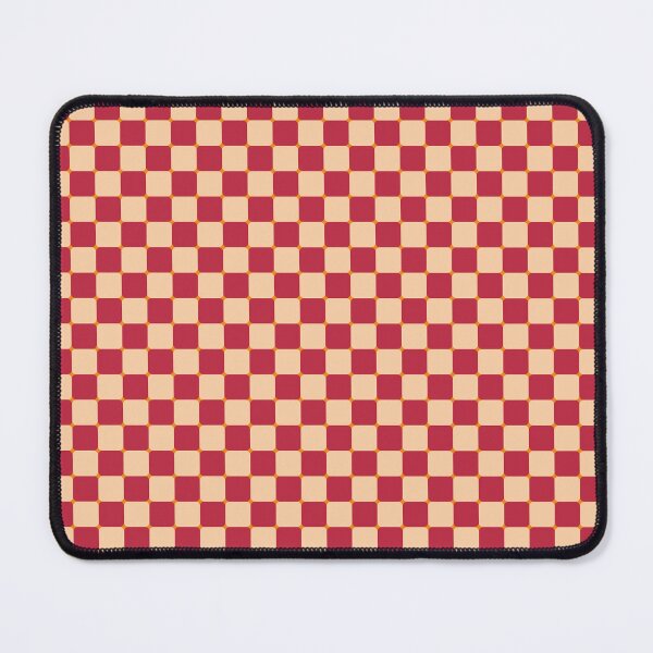 Item preview, Mid-century modern retro cube checkered grid in raspberry red cream designed and sold by PrettywithColor.