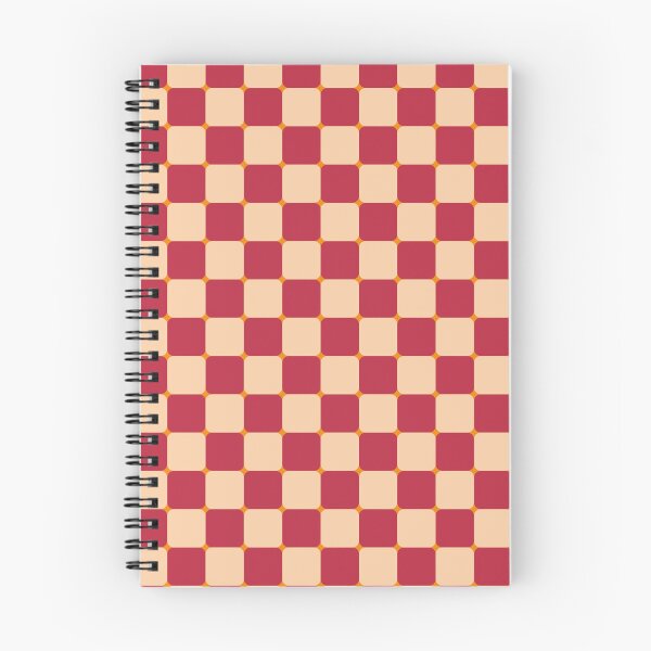 Item preview, Mid-century modern retro cube checkered grid in raspberry red cream designed and sold by PrettywithColor.