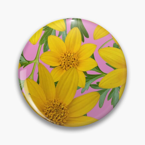Item preview, Sunny Yellow Flowers Coreopsis on Pink e48bc3 designed and sold by Art in My Loft.