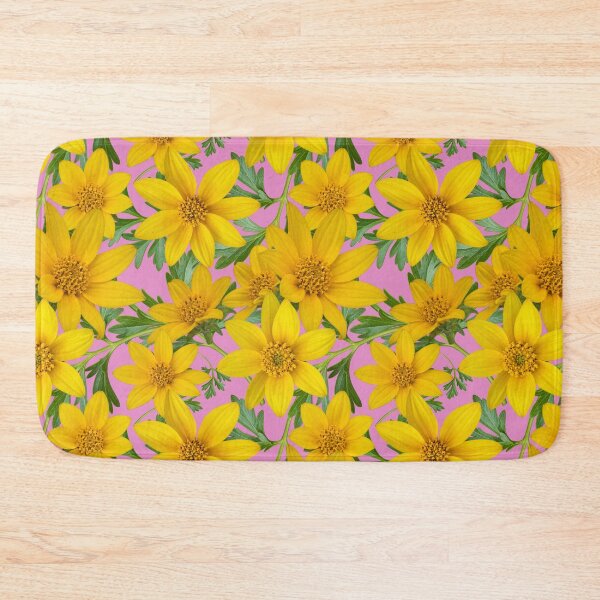 Item preview, Sunny Yellow Flowers Coreopsis on Pink e48bc3 designed and sold by Art in My Loft.