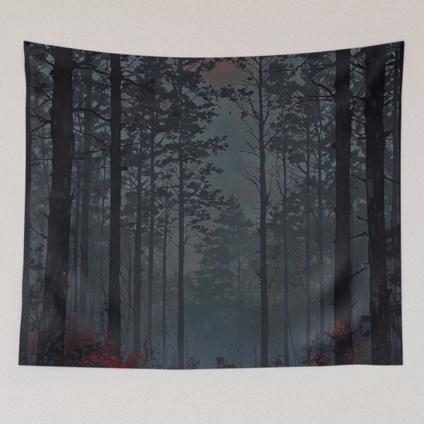 Item preview, Eerie Crimson Blood Moon Over Dark Forest — Spooky Gothic Night Sky designed and sold by LYAN-STORE.