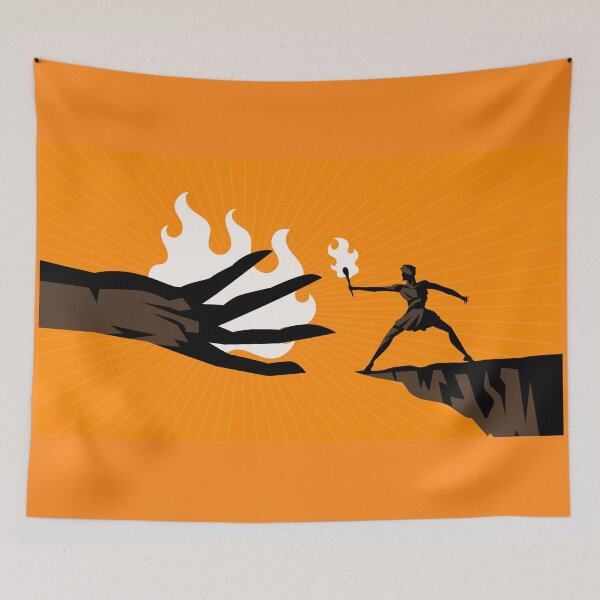 Item preview, prometheus hand giving fire to humanity in greek mythology designed and sold by matintheworld ( delcarmat ).
