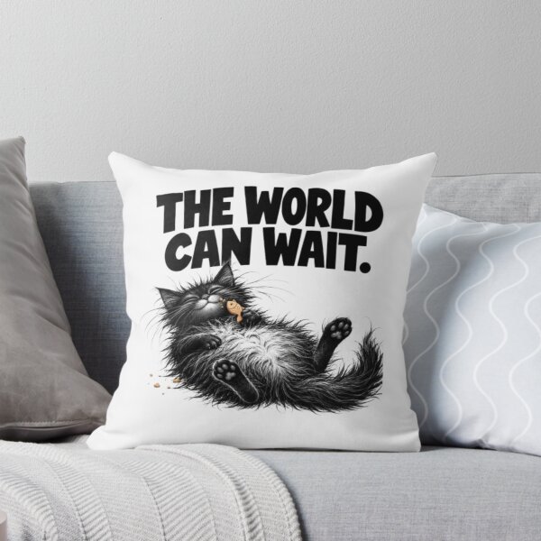 Item preview, The World Can Wait – Funny Relaxing Black Cat designed and sold by Line-mood.