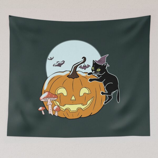 Item preview, Halloween Black Cat Pumpkin Witch Spooky Autumn designed and sold by LeshanArt.