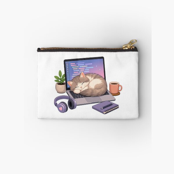 Item preview, Cozy Coder Cat Sleeping On Laptop Aesthetic Tech Sticker designed and sold by NEL-BOX.