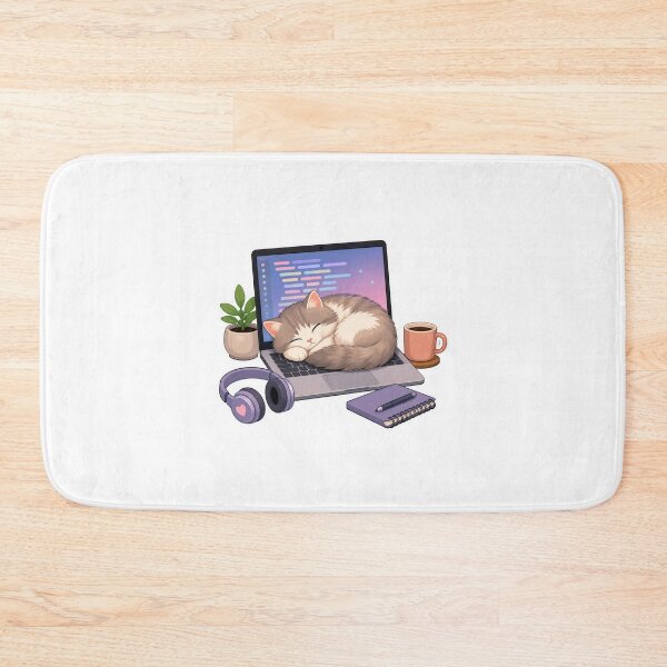 Item preview, Cozy Coder Cat Sleeping On Laptop Aesthetic Tech Sticker designed and sold by NEL-BOX.