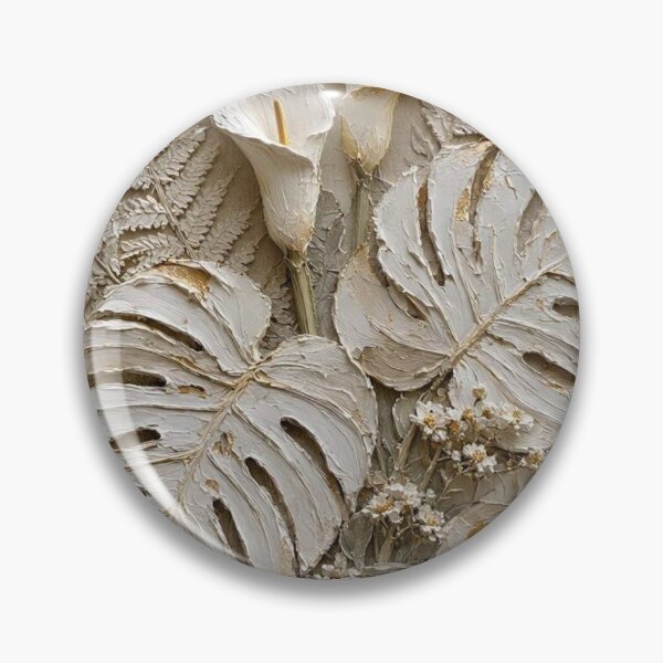 Item preview, Textured 3D Plaster Monstera and Calla Lily Botanical Relief Art designed and sold by ShieldRockPrints.