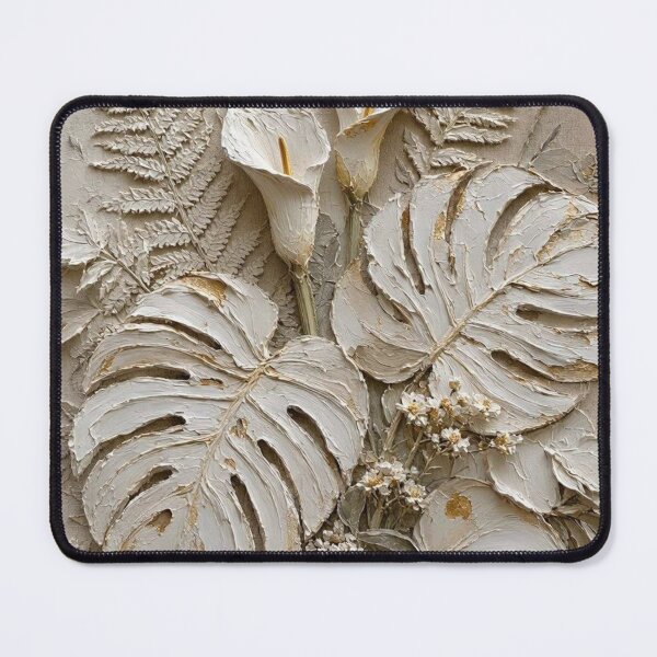 Item preview, Textured 3D Plaster Monstera and Calla Lily Botanical Relief Art designed and sold by ShieldRockPrints.