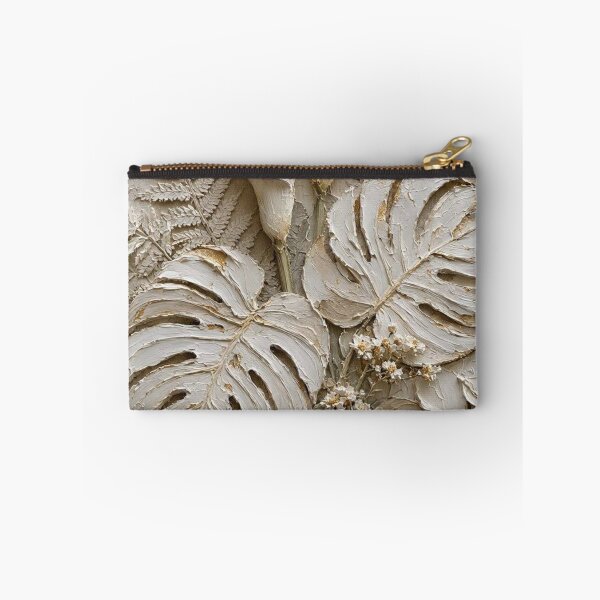 Item preview, Textured 3D Plaster Monstera and Calla Lily Botanical Relief Art designed and sold by ShieldRockPrints.