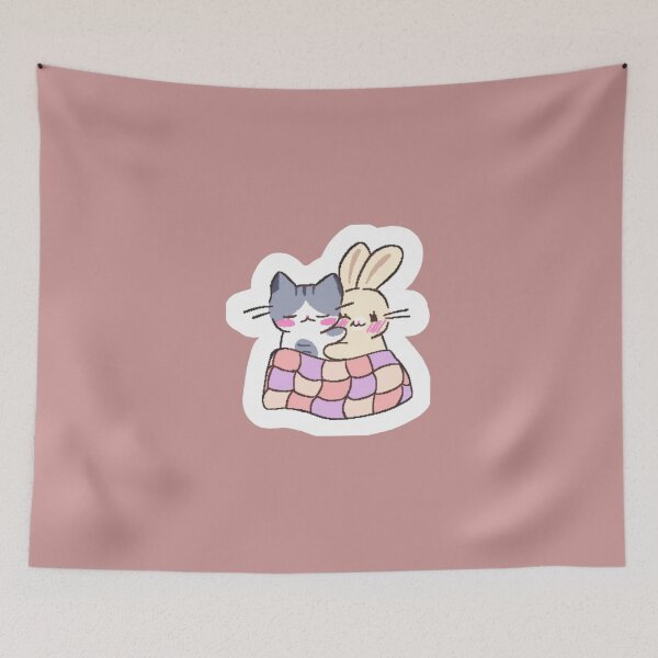 Item preview, Cute Bunny and Cat Cozy Blanket designed and sold by Nerocatish.