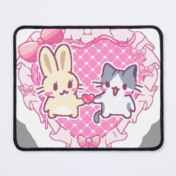 Item preview, Kawaii Bunny and Cat Pink Lace Heart designed and sold by Nerocatish.