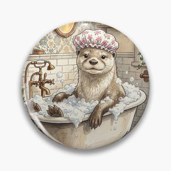 Item preview, Vintage Otter In Bubble Bath Cottagecore Art designed and sold by IGoNutsOnai.