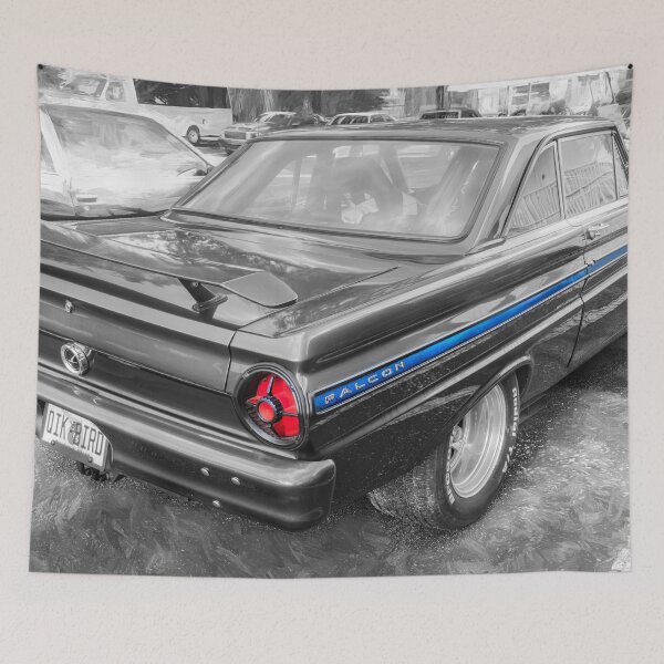 Item preview, 1965 Ford Falcon Futura Sprint Black Muscle Car Art Side Profile designed and sold by RichFrancoCars.