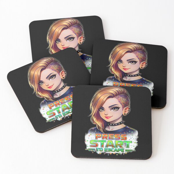 Item preview, Press Start To Escape Cyberpunk Gamer Girl Anime Art designed and sold by FABIOLA1970.
