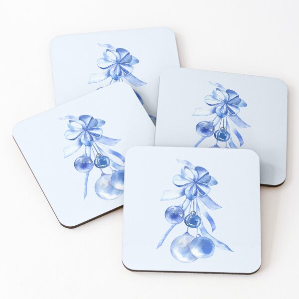 Item preview, Christmas Decorations with Ribbon in Blue Colors designed and sold by Flowersforbear.