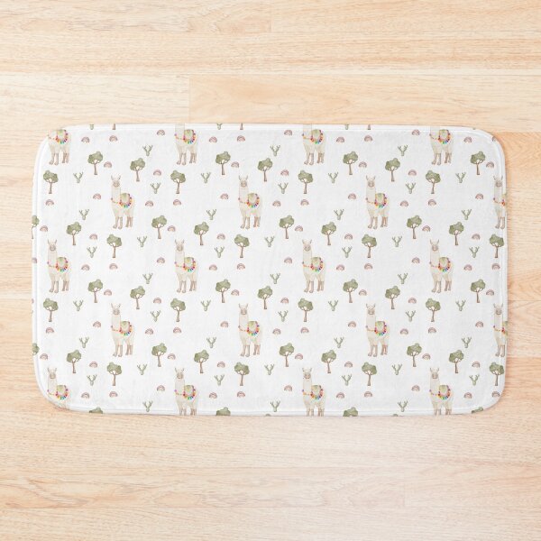 Item preview, Cute Watercolor Llama with Trees White Nursery Pattern designed and sold by svitlaarty.