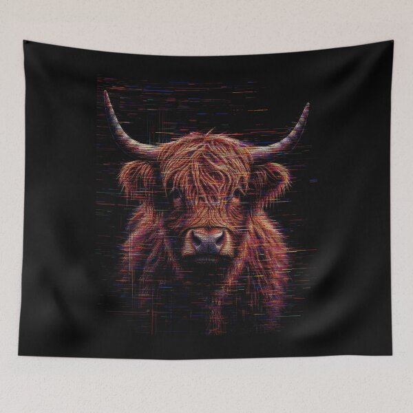 Item preview, Highland Cow Glitch Art Scottish Coo Modern Scotland Wildlife designed and sold by Loom on the Loch.