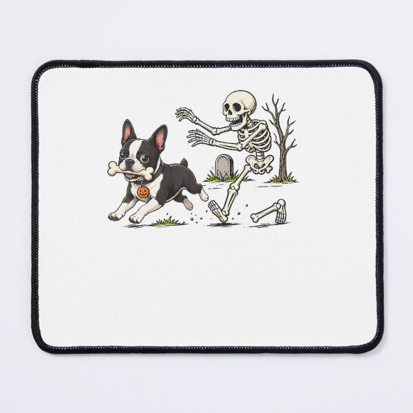 Item preview, Boston Terrier Dog Stealing Bone From Skeleton Halloween designed and sold by RealestInternet.