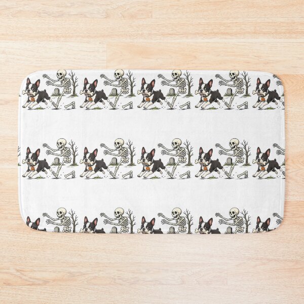 Item preview, Boston Terrier Dog Stealing Bone From Skeleton Halloween designed and sold by RealestInternet.