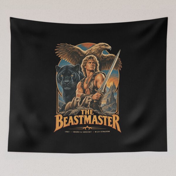 Item preview, The Three Beasts - The Beastmaster 1982 Retro Fantasy designed and sold by NiremmeeArt.