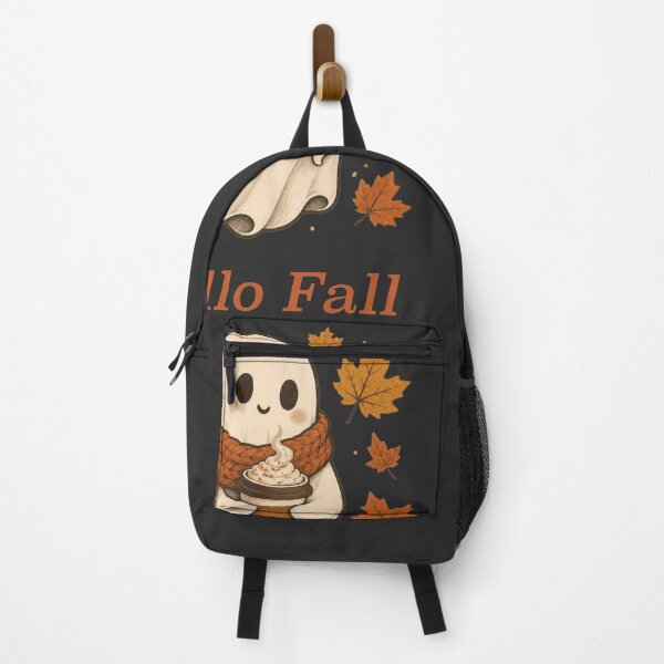 Item preview, Hello Fall Cozy Ghost with Pumpkin Spice Latte designed and sold by RetroThreadWorks.