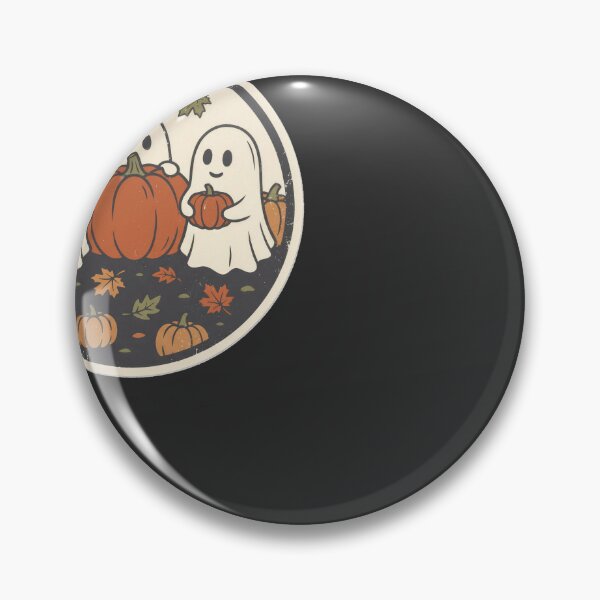 Item preview, Spooky Season Ghost Trio in the Pumpkin Patch designed and sold by RetroThreadWorks.