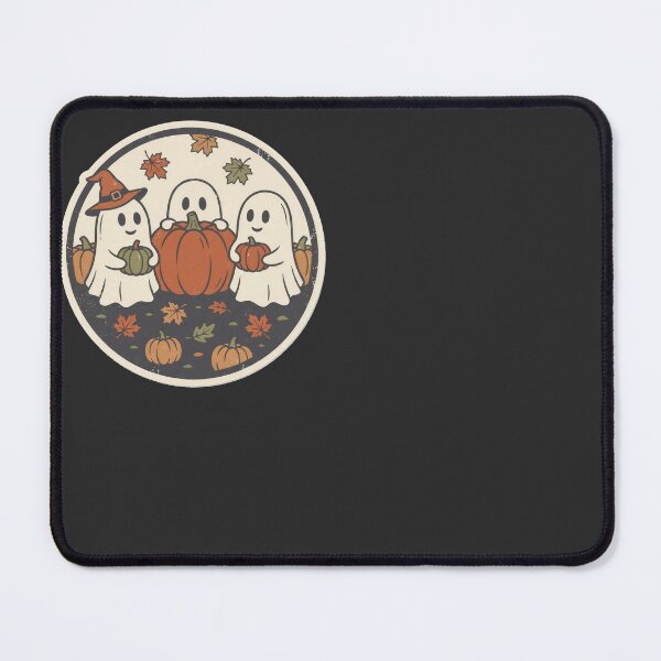 Item preview, Spooky Season Ghost Trio in the Pumpkin Patch designed and sold by RetroThreadWorks.