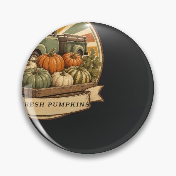 Item preview, Farm Fresh Pumpkins Vintage Truck Fall Badge designed and sold by RetroThreadWorks.