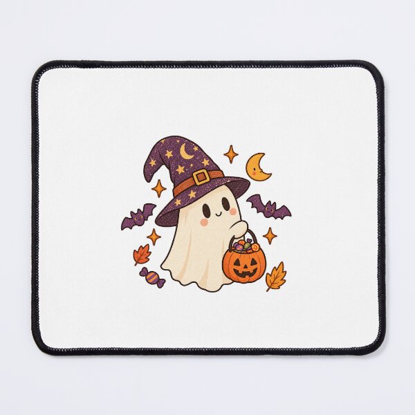 Item preview, pooky Cute Ghost in Witch Hat | Halloween Graphic Illustration designed and sold by Little Joy Market.