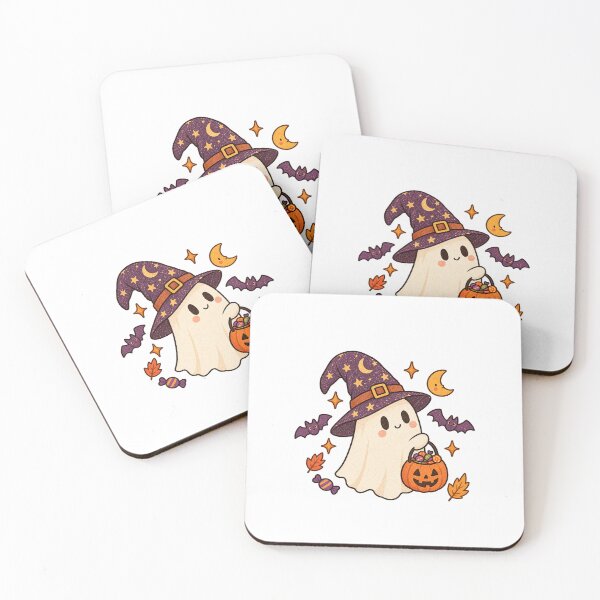 Item preview, pooky Cute Ghost in Witch Hat | Halloween Graphic Illustration designed and sold by Little Joy Market.