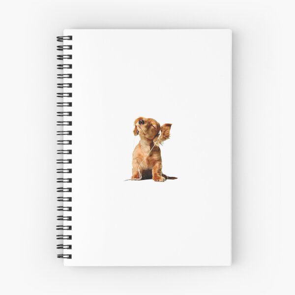 Item preview,  long-haired Dachshund puppy with earbuds listening to music wiener dog cute puppy dog music designed and sold by bunnylover4life.
