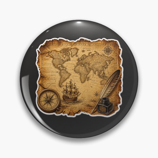 Item preview, Vintage Treasure Map Pirate Ship Compass designed and sold by MargaretPolanco.