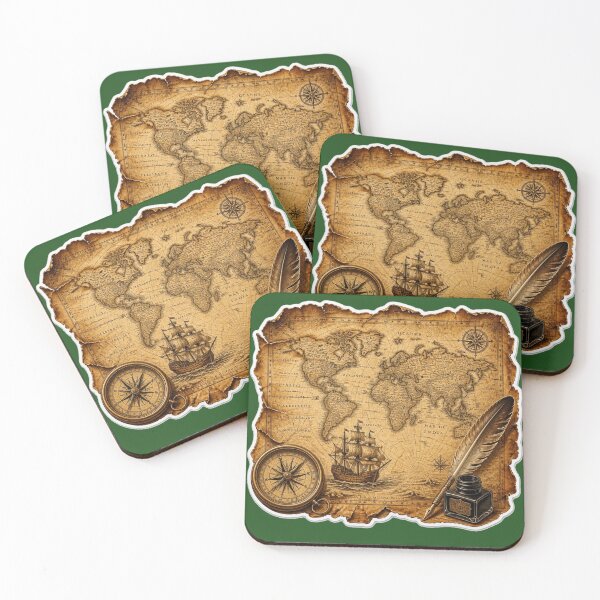 Item preview, Vintage Treasure Map Pirate Ship Compass designed and sold by MargaretPolanco.