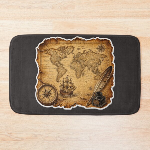 Item preview, Vintage Treasure Map Pirate Ship Compass designed and sold by MargaretPolanco.