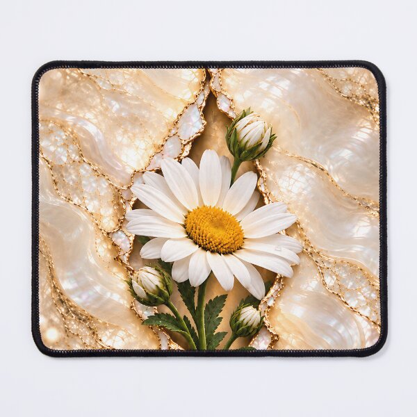 Item preview, White Daisy in Golden Mother-of-Pearl Rift designed and sold by PetalFort.