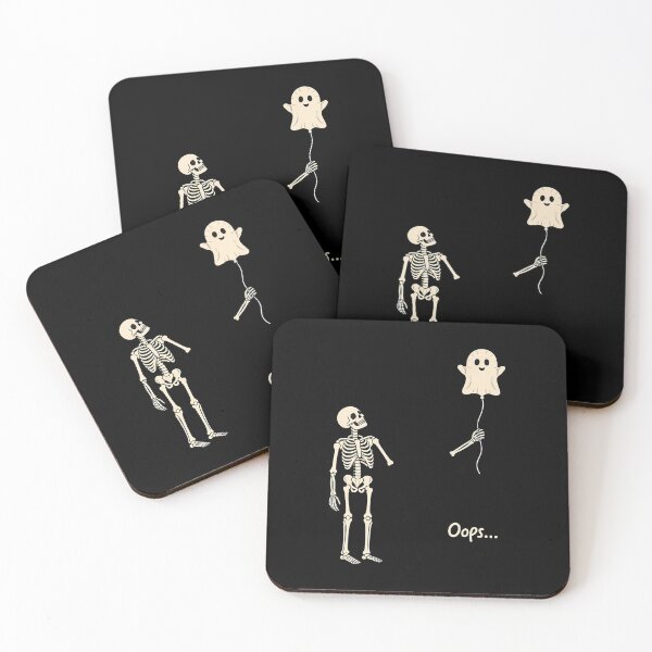 Item preview, Skeleton Holding Balloon Ghost Gothic Halloween Funny designed and sold by Pider-Vampire.