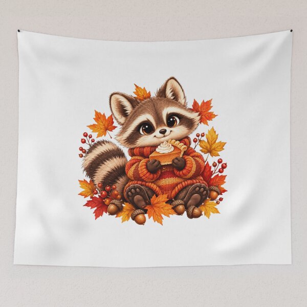 Item preview, Cute Autumn Raccoon with Pumpkin designed and sold by MySthore.