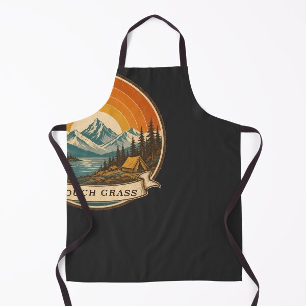 Item preview, Touch Grass Retro Mountain Sunset Camping Badge designed and sold by RetroThreadWorks.