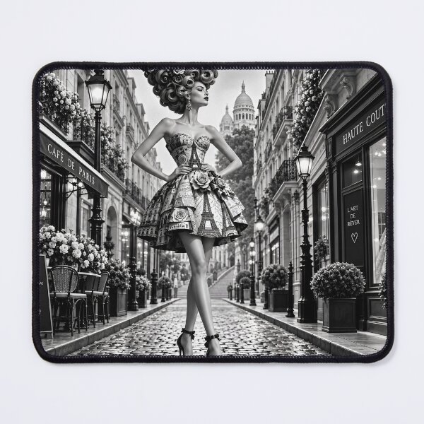 Item preview, Parisian Woman Haute Couture Fashion Paris France Black White Art designed and sold by IRON SIREN.