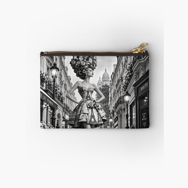 Item preview, Parisian Woman Haute Couture Fashion Paris France Black White Art designed and sold by IRON SIREN.