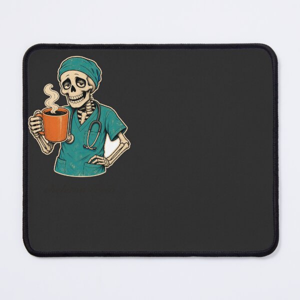 Item preview, Night Shift Skeleton Crew Nurse with Coffee designed and sold by RetroThreadWorks.
