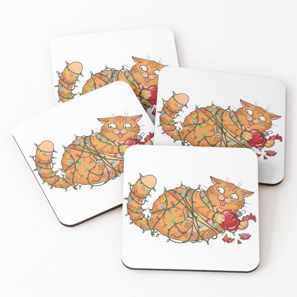 Item preview, Funny Christmas Cat Tangled in Lights designed and sold by KMKDesignStudio.
