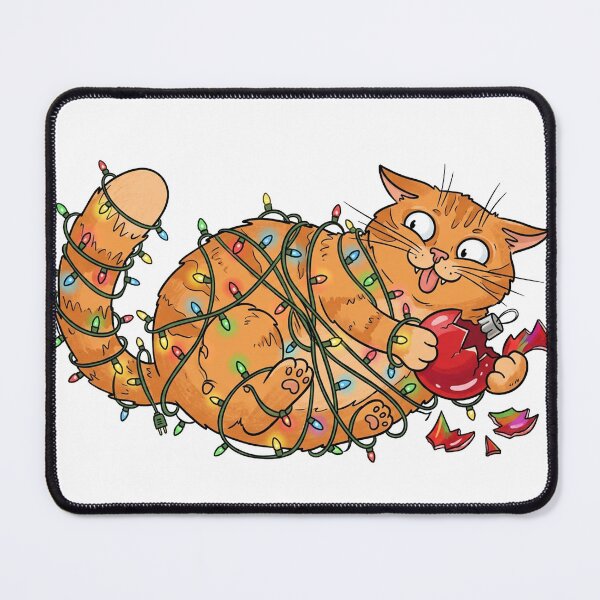 Item preview, Funny Christmas Cat Tangled in Lights designed and sold by KMKDesignStudio.