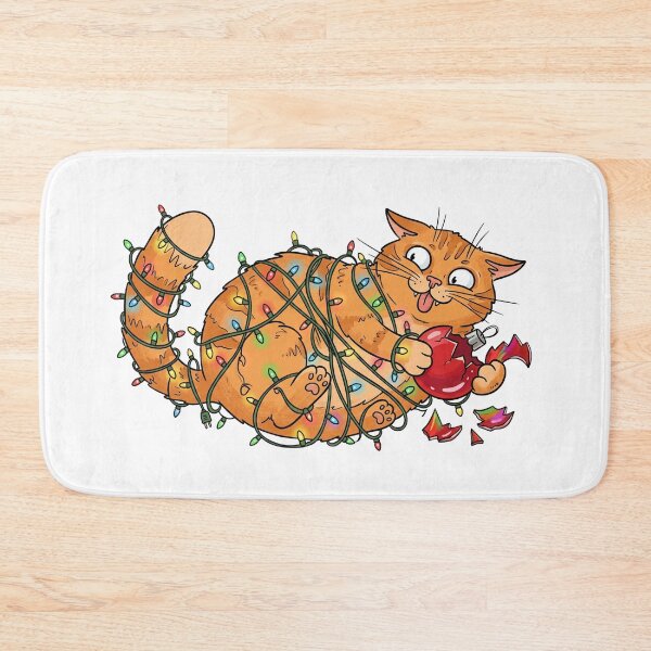 Item preview, Funny Christmas Cat Tangled in Lights designed and sold by KMKDesignStudio.